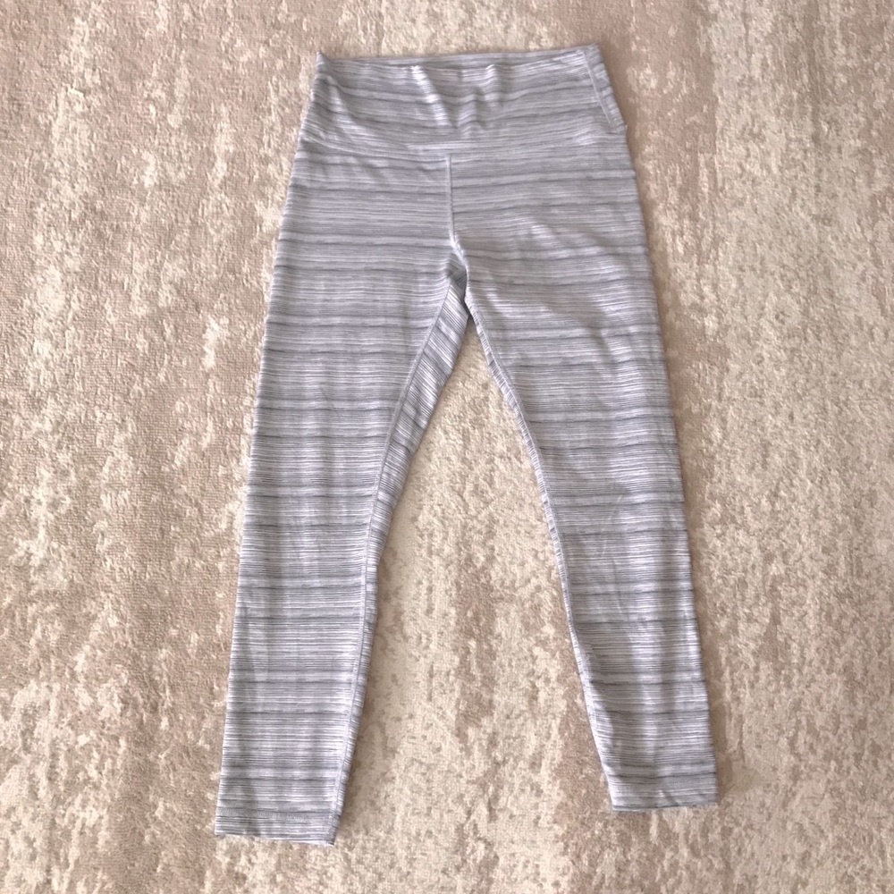 Lululemon Light Gray Striped Leggings Full Length